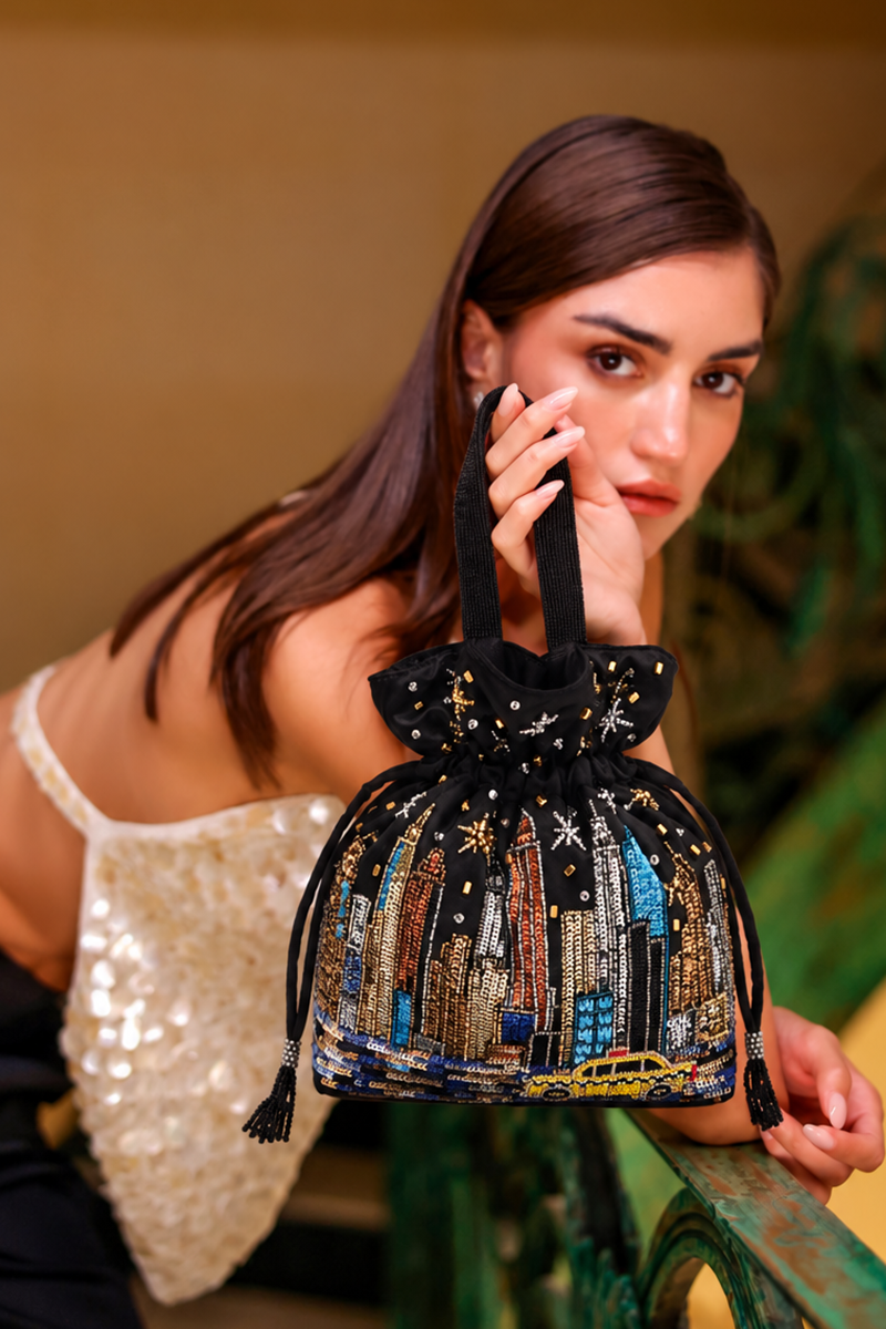 Manhattan Starry Night Drawstring Bag | View 1