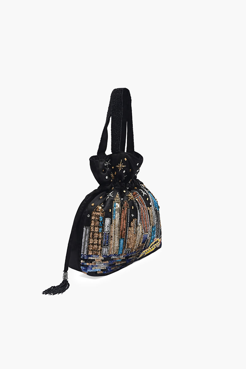 Manhattan Starry Night Drawstring Bag