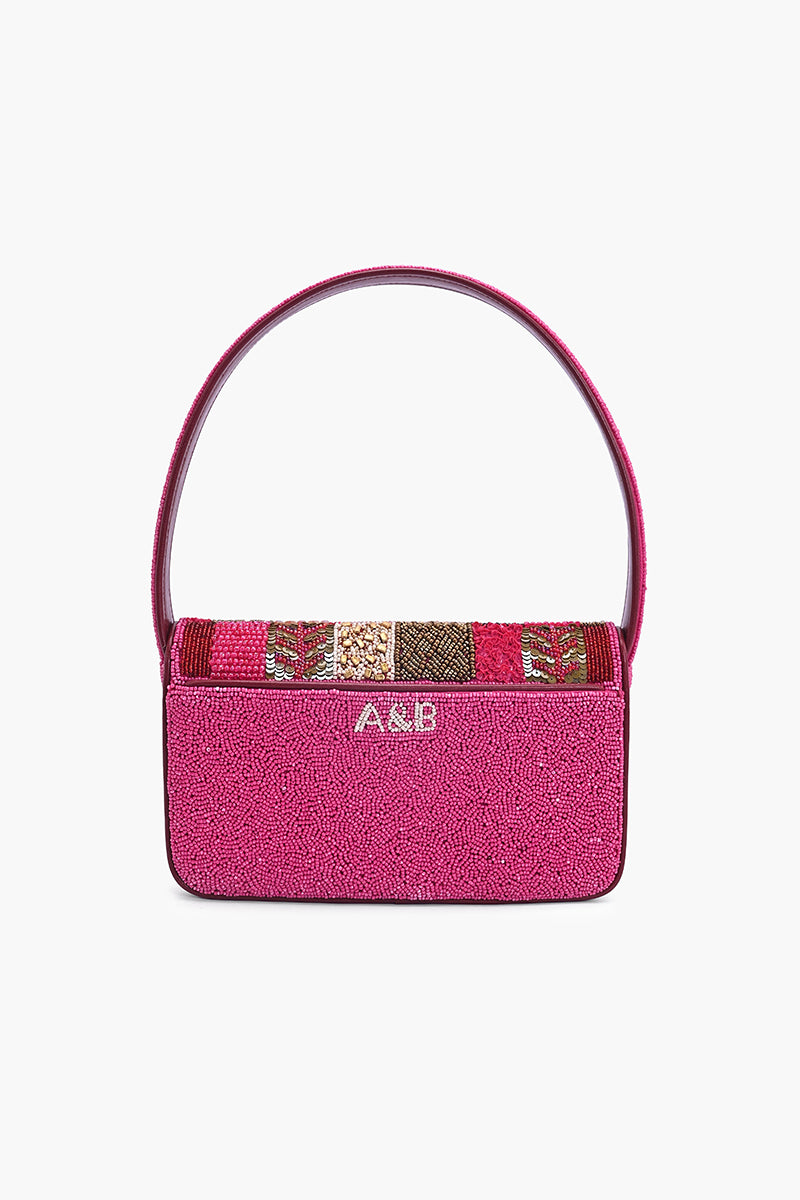Fuchsia Mosaic Beaded Shoulder Bag | View 5