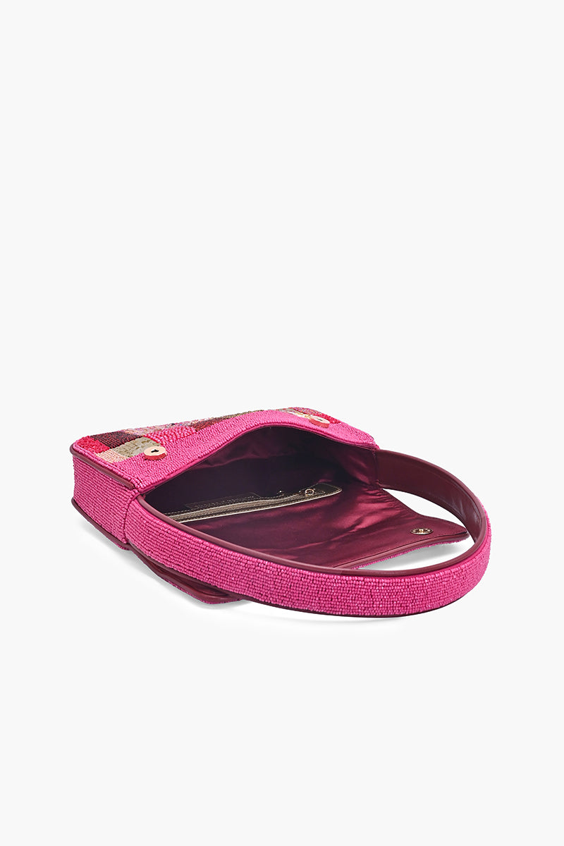 Fuchsia Mosaic Beaded Shoulder Bag | View 6