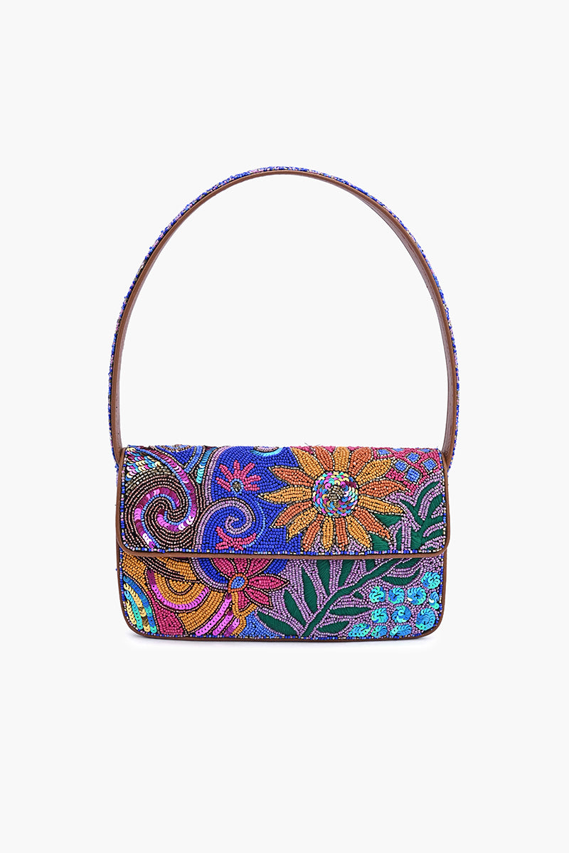 Celestial Floral Bloom Beaded Shoulder Bag