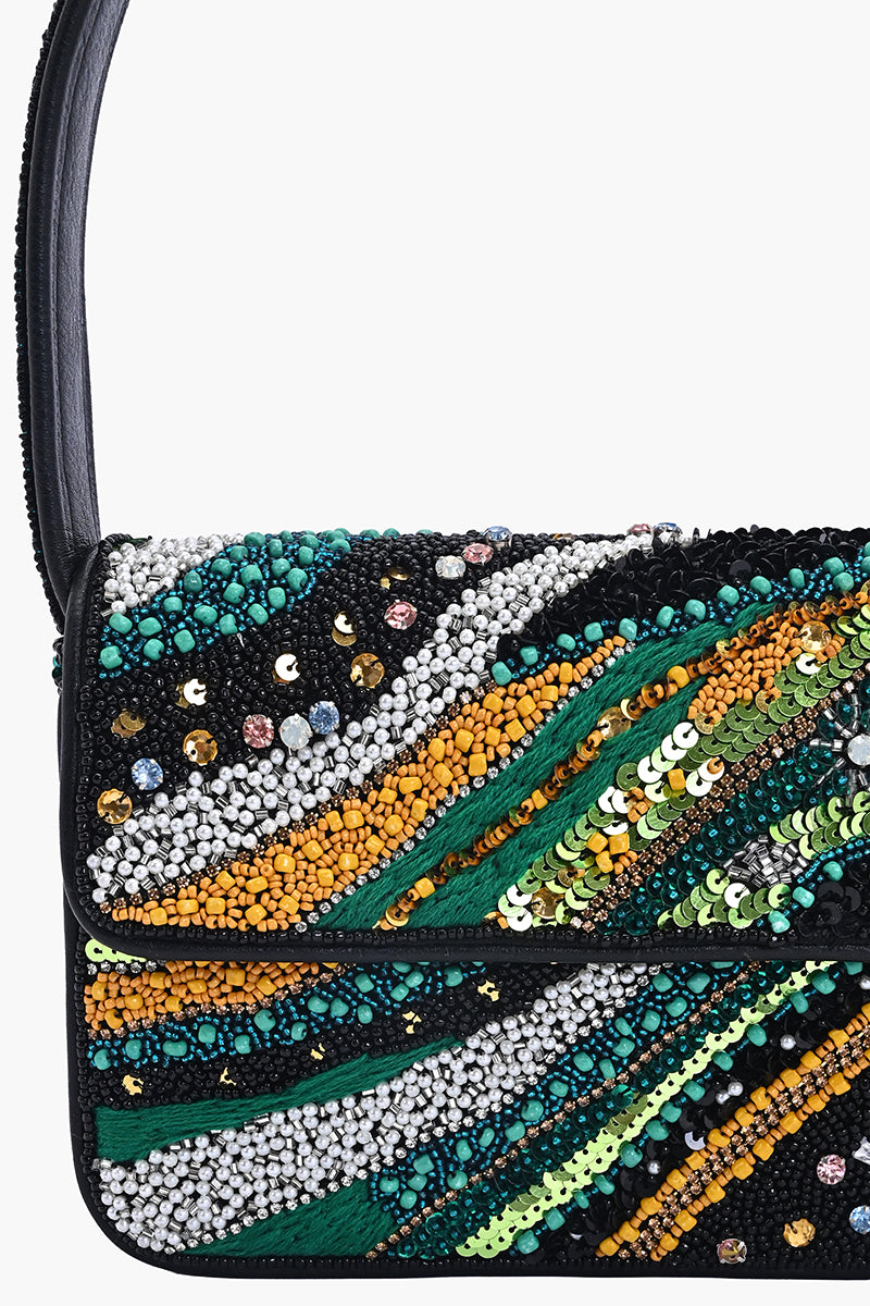 Midnight Aurora Beaded Shoulder Bag
