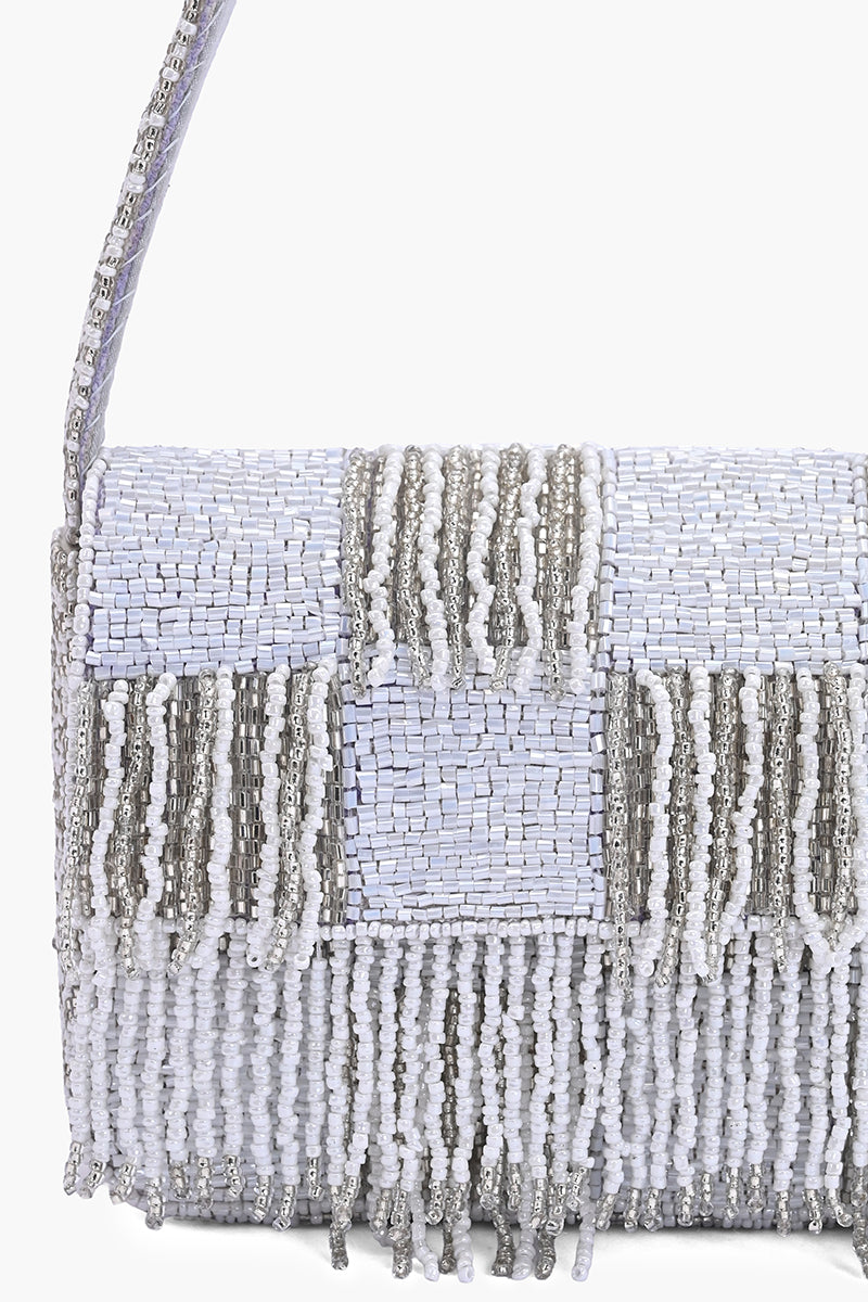 Ivory Fringe Beaded Shoulder Bag | View 3