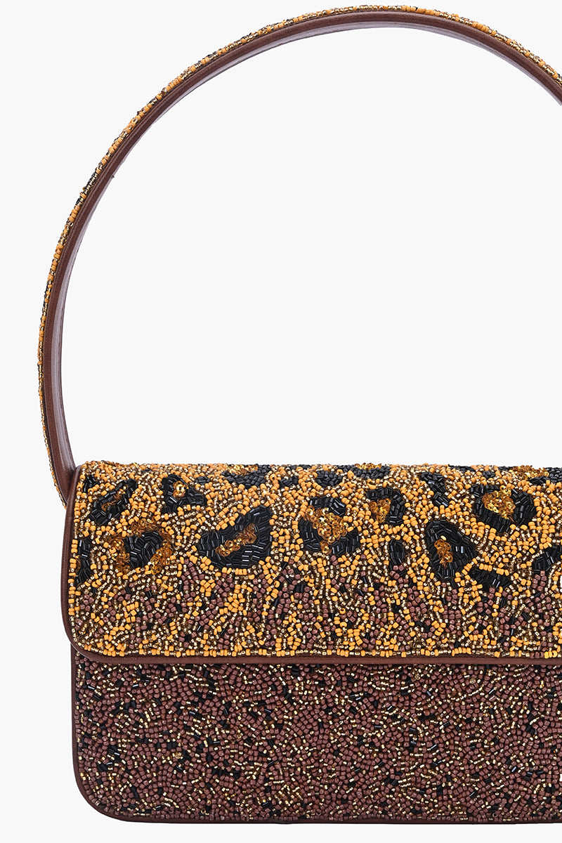 Wild Leo Chic Beaded Shoulder Bag
