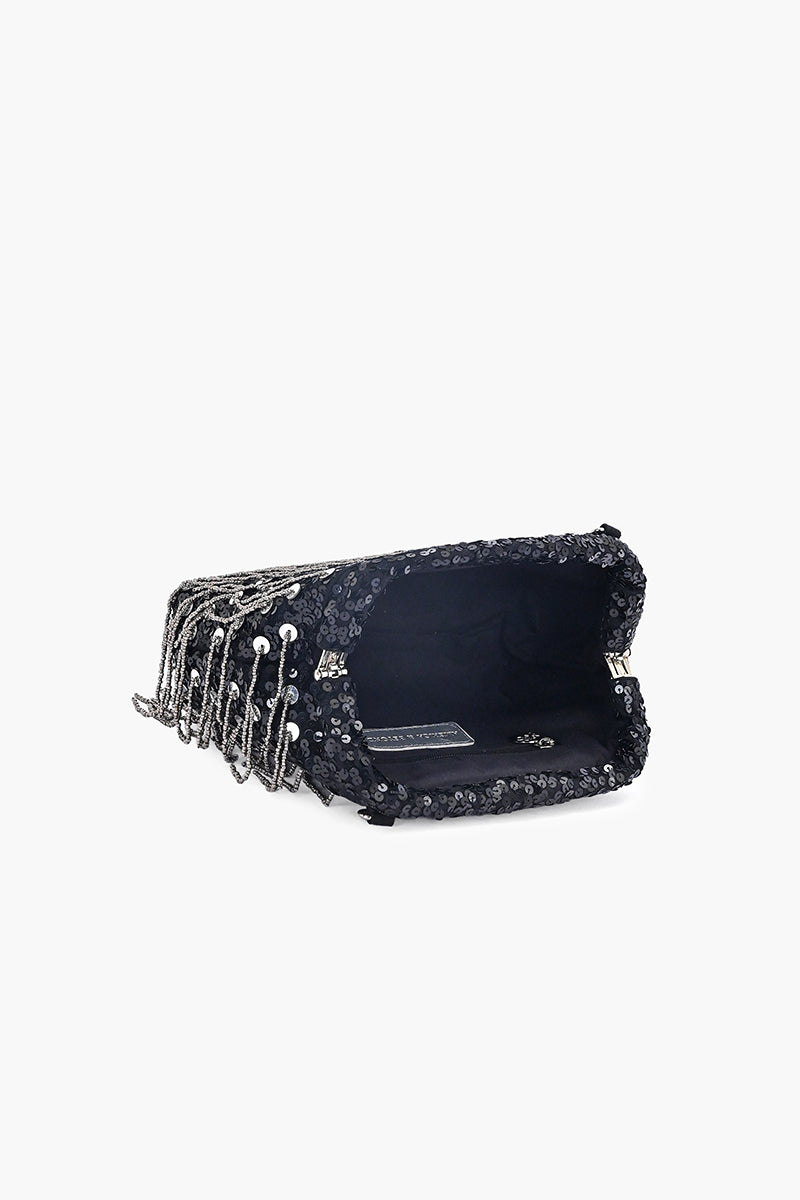 Onyx Glam Fringe Evening Clutch | View 6