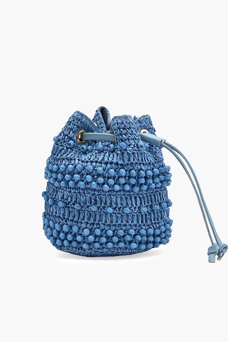 Blue Lagoon Raffia Drawstring Bag | View 2
