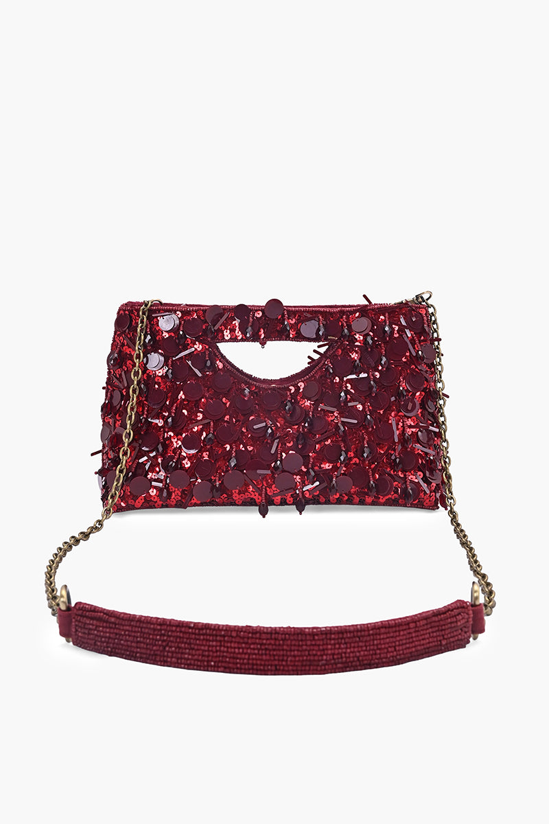 Ruby Radiance Embellished Clutch