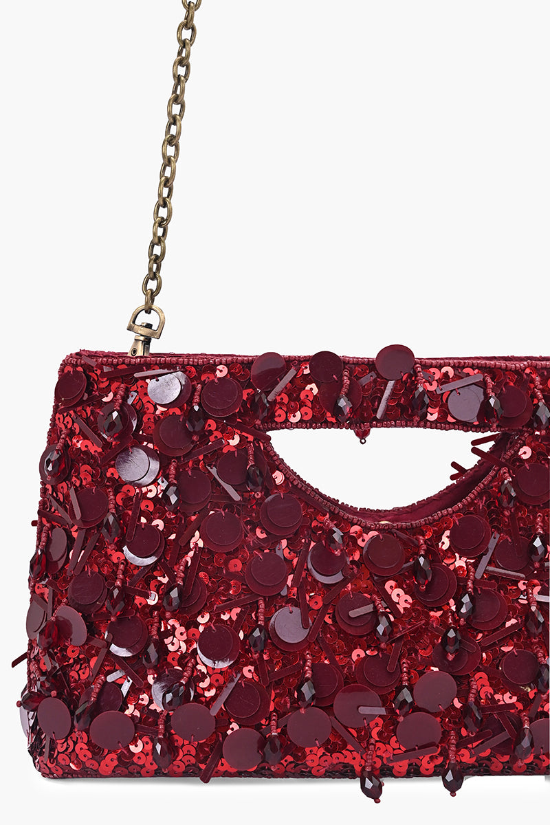 Ruby Radiance Embellished Clutch | View 3
