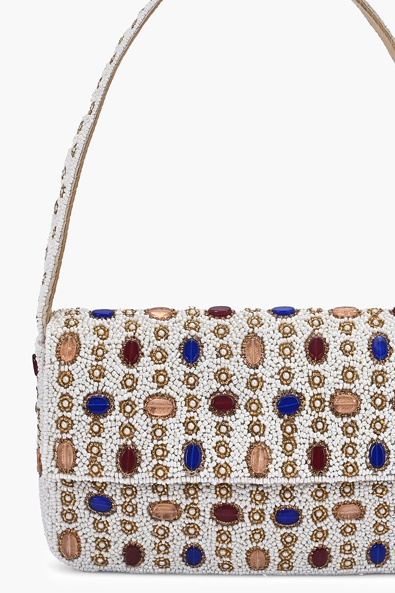 Ivory Jewel Beaded Shoulder Bag