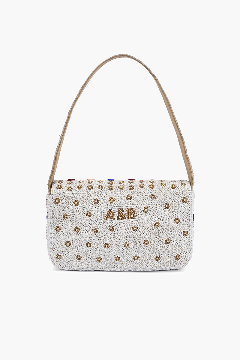 Ivory Jewel Beaded Shoulder Bag