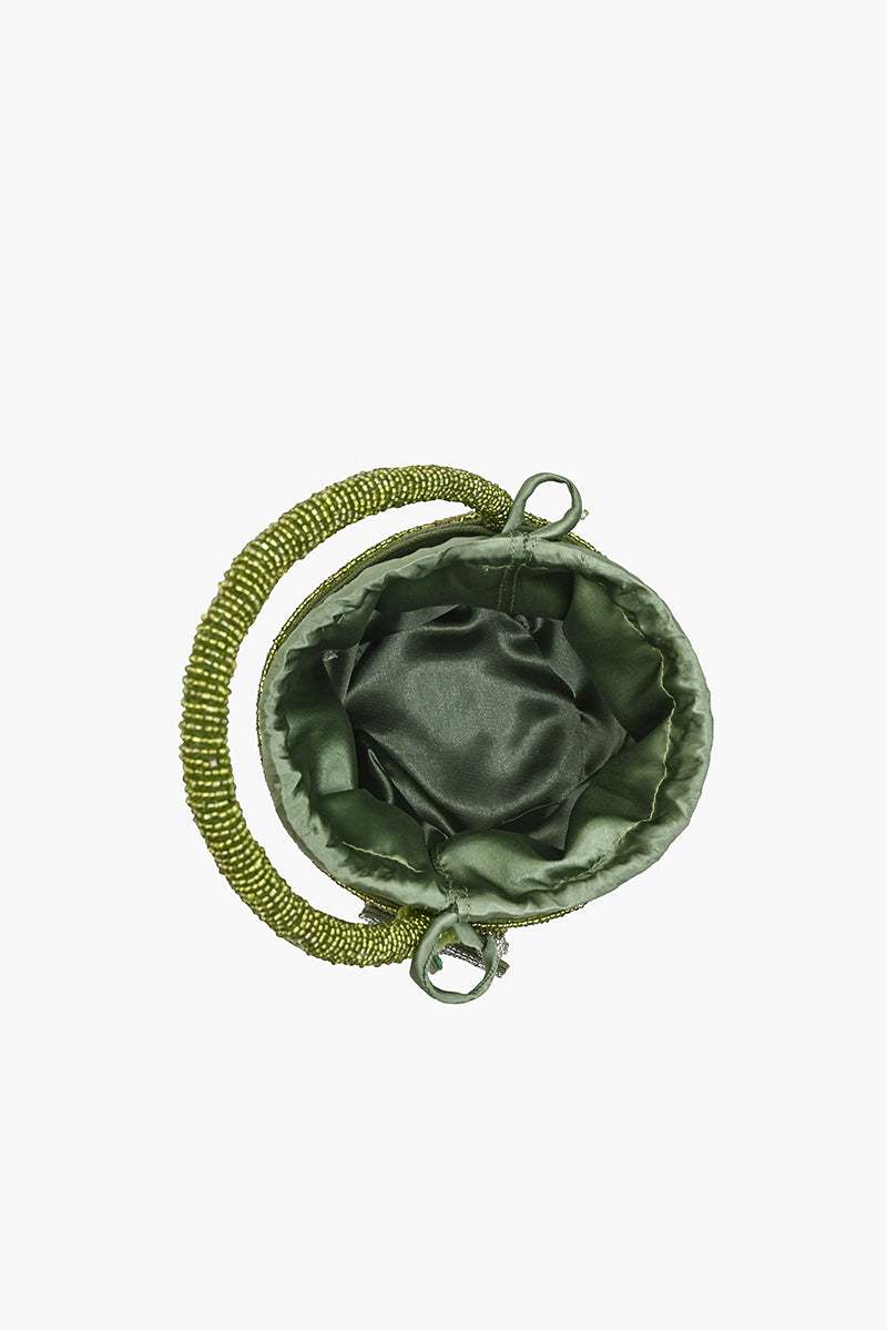 Olive Artisan Beaded Bucket Bag | View 6