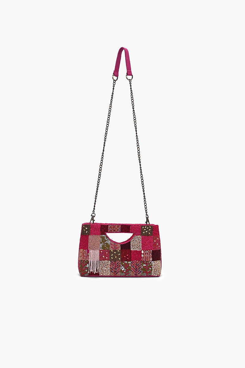 Fuchsia Mosaic Beaded Clutch Bag
