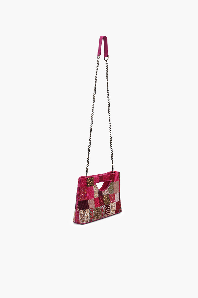 Fuchsia Mosaic Beaded Clutch Bag | View 4
