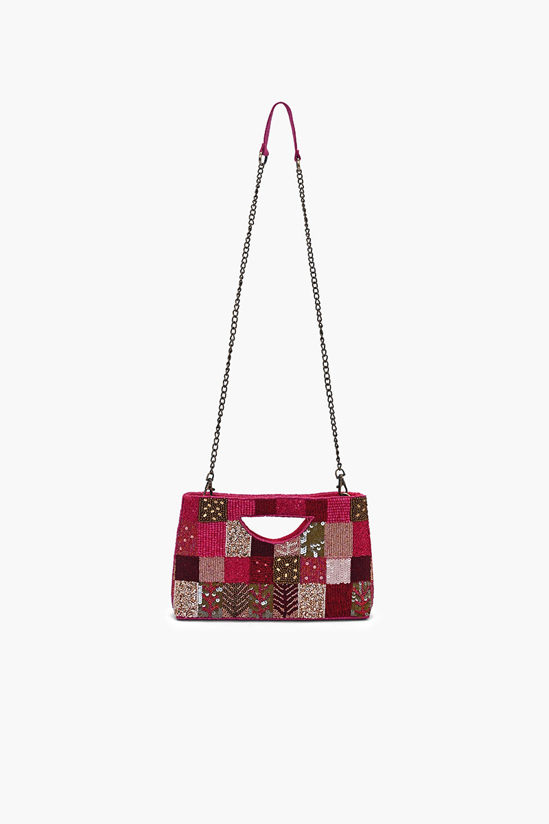 Fuchsia Mosaic Beaded Clutch Bag | View 6