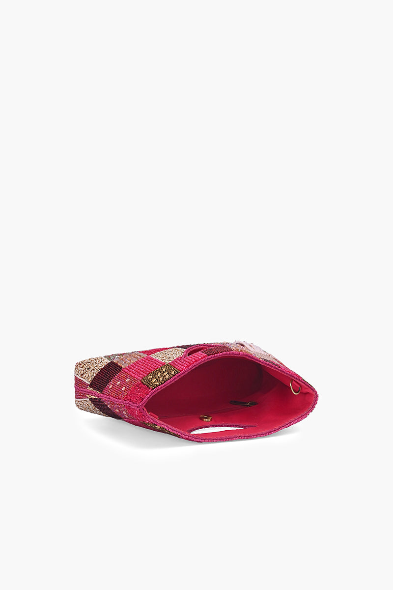 Fuchsia Mosaic Beaded Clutch Bag | View 5