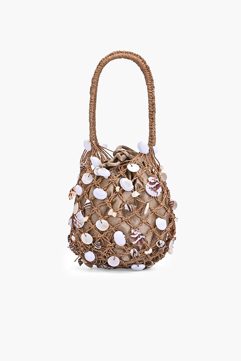 Shell Charm Net Drawstring Bag | View 2
