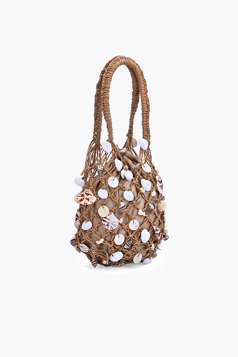 Shell Charm Net Drawstring Bag | View 4