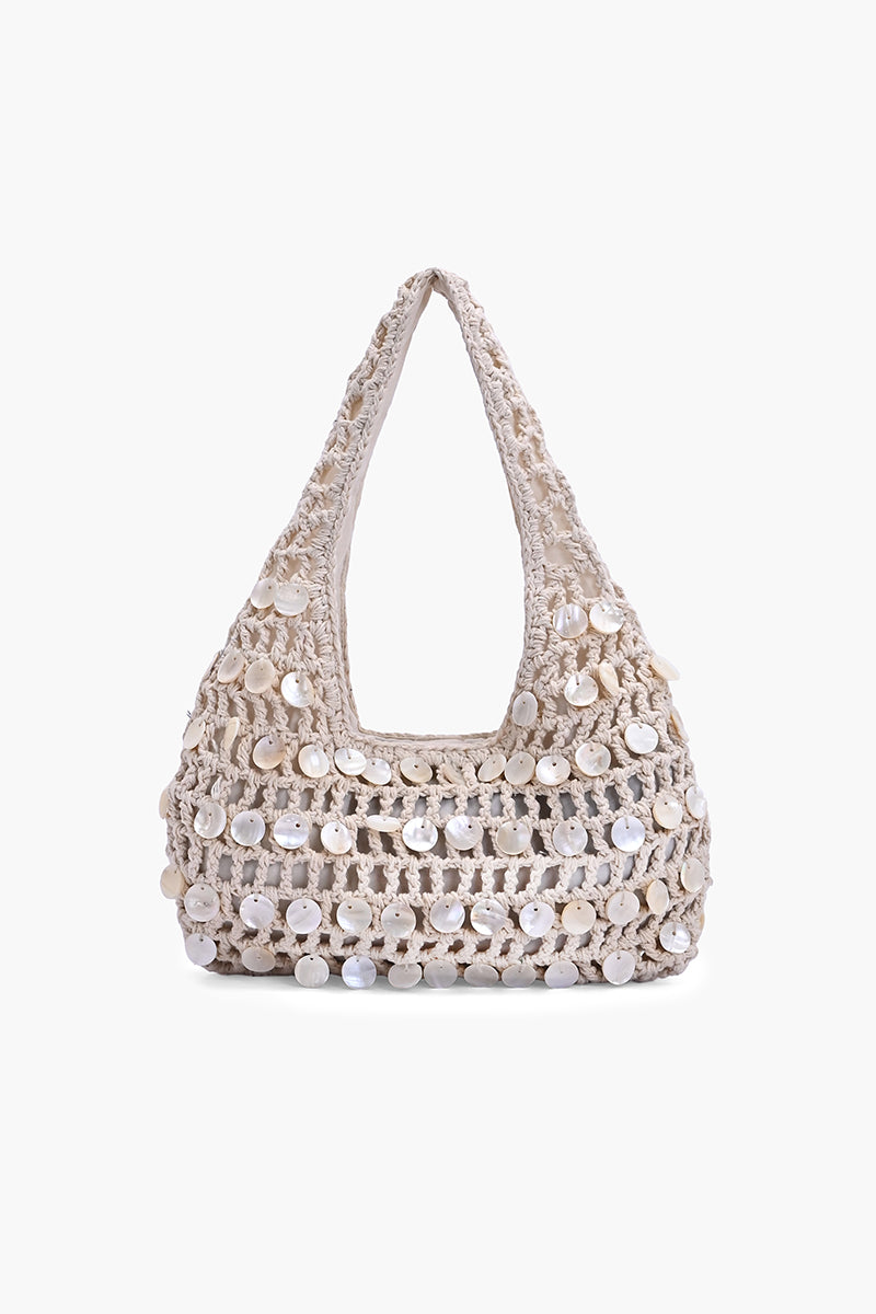 Ivory Shell Crochet Hobo Bag | View 2