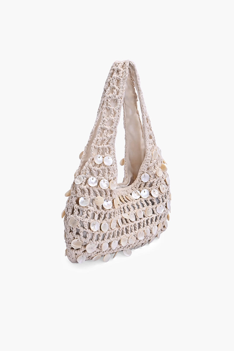 Ivory Shell Crochet Hobo Bag | View 5