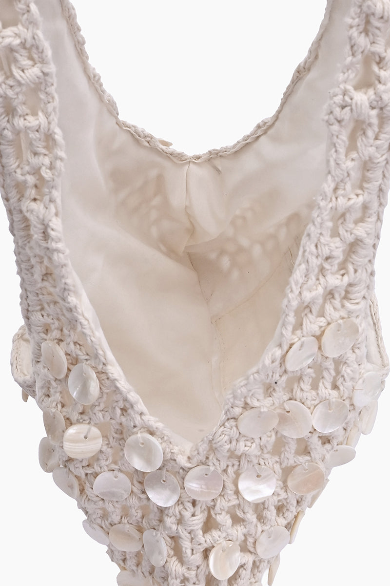 Ivory Shell Crochet Hobo Bag | View 6