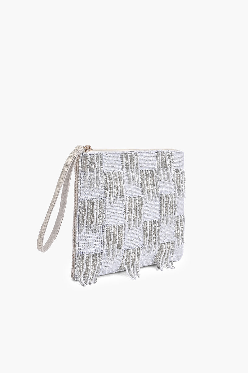Ivory Fringe Wristlet Clutch | View 3
