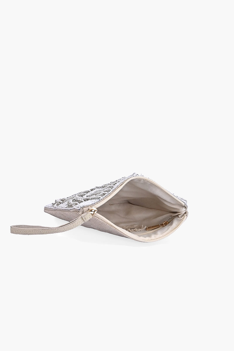 Ivory Fringe Wristlet Clutch