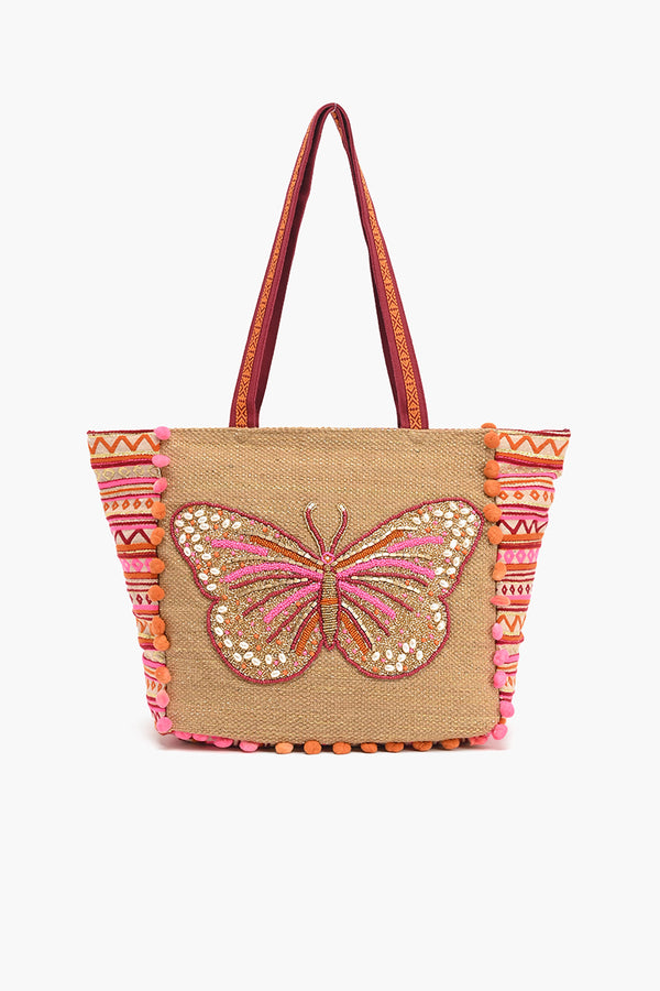 Embellished Shopper Tote Butterfly