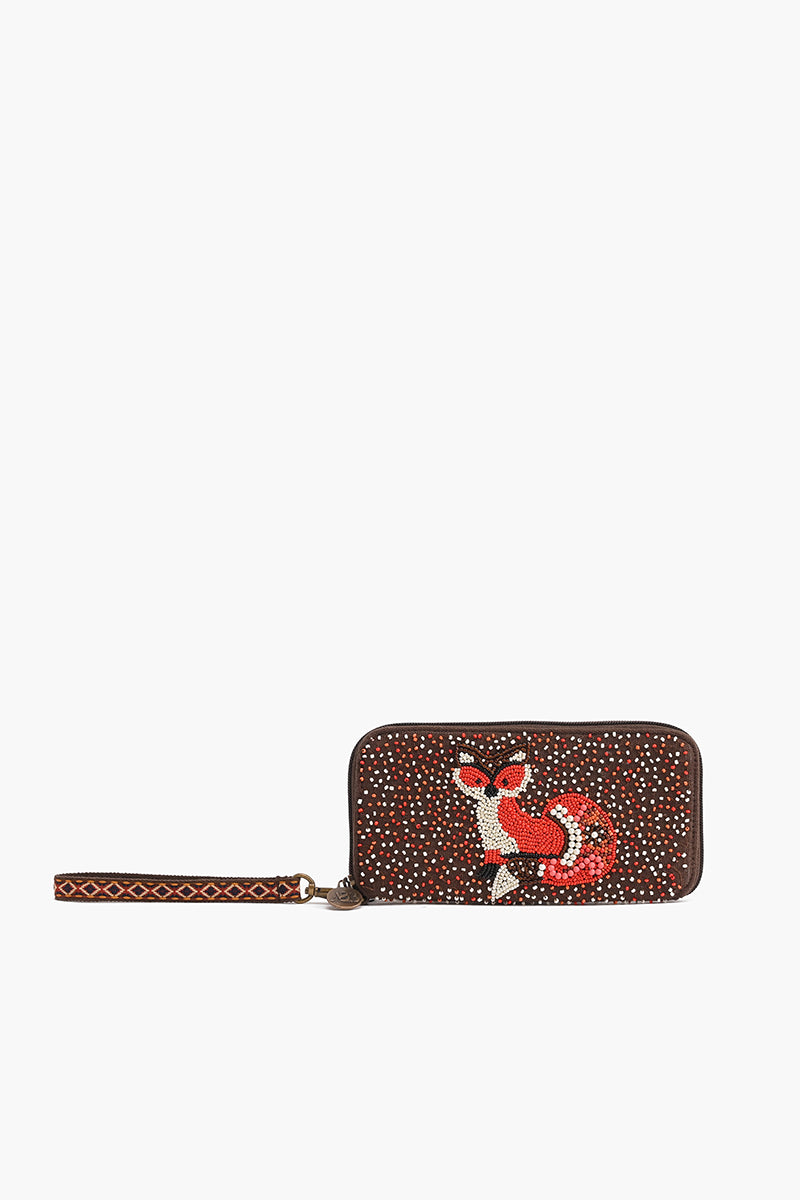 Embellished Wallet with wristlet-Fox