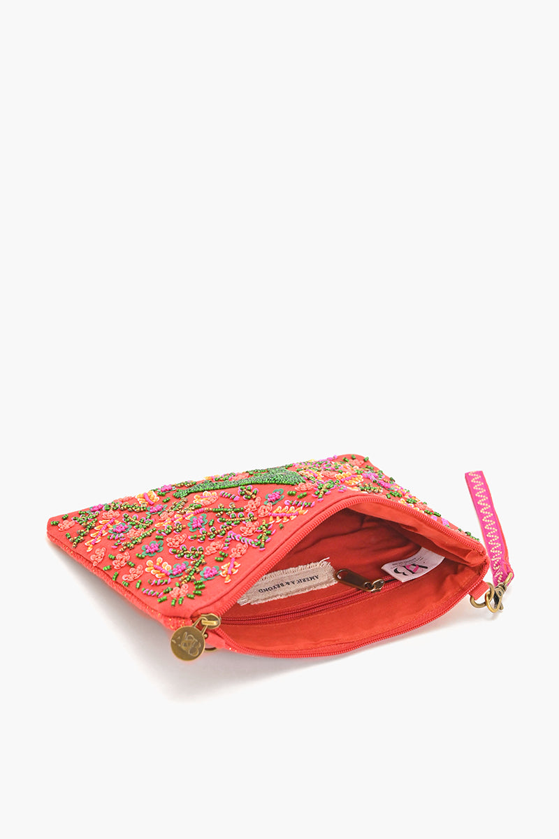 A Initial Embellished Pouch with Coin Bag