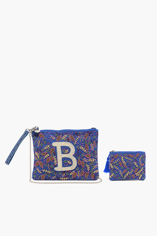 B Initial Embellished Pouch with Coin Bag