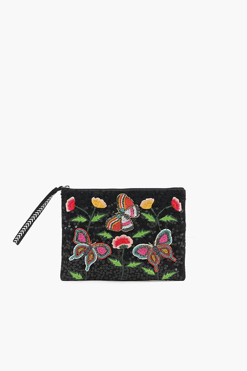 Medium Tote with Bag Strap & Pouch Black Butterfly | View 4