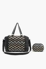 Weekend Travel Bag with Pouch Blk Chevron