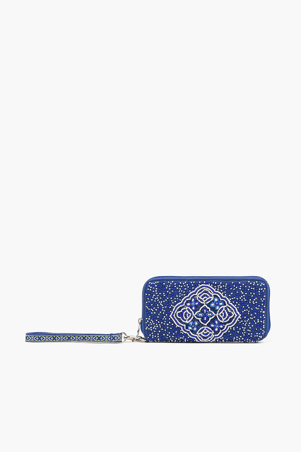 Embellished Wallet with wristlet-Oriental Blue