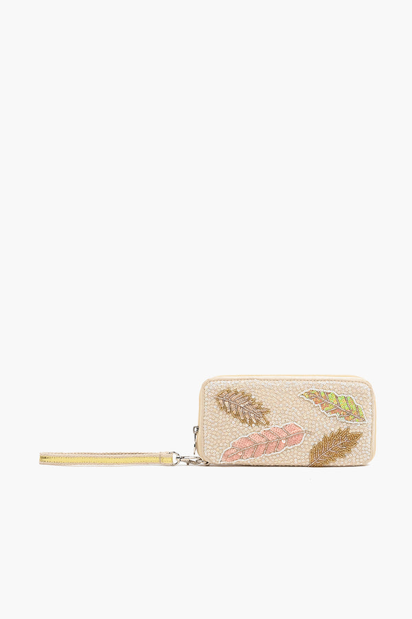 Embellished Wallet with wristlet-Natural Gold