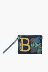 B Personalized Initial Embellished Wristlet Pouch