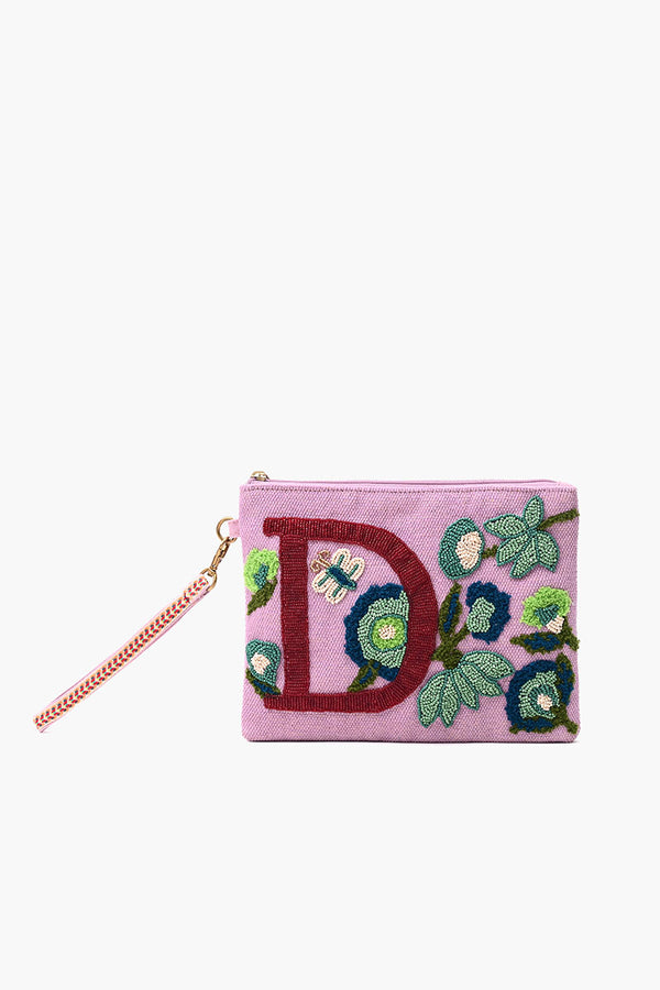 D Personalized Initial Embellished Wristlet Pouch