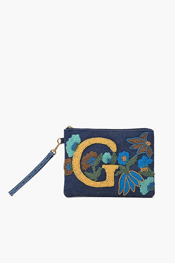 G Personalized Initial Embellished Wristlet Pouch