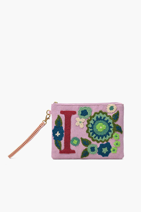 I Personalized Initial Embellished Wristlet Pouch