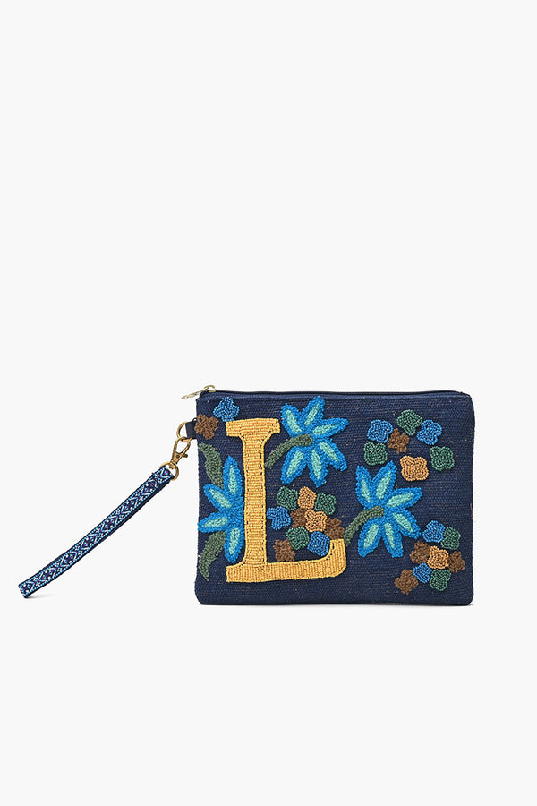 L Personalized Initial Embellished Wristlet Pouch