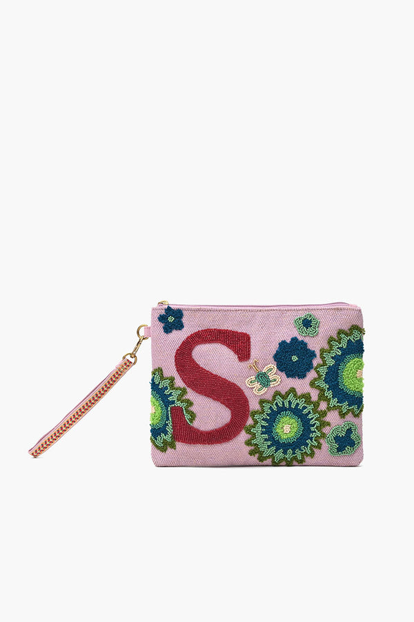 S Personalized Initial Embellished Wristlet Pouch