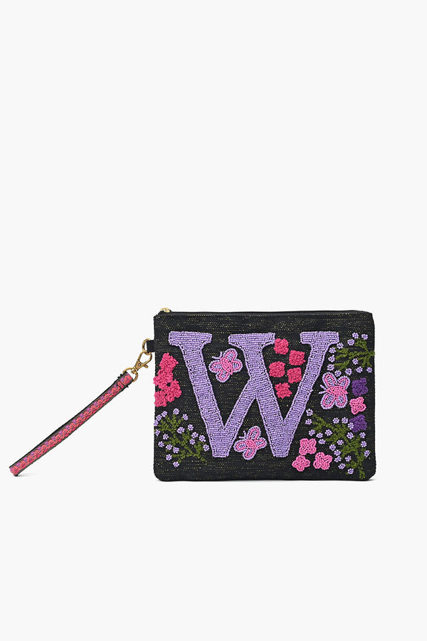 W Personalized Initial Embellished Wristlet Pouch