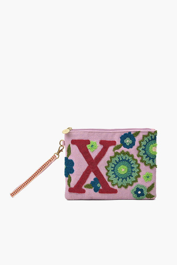 X Personalized Initial Embellished Wristlet Pouch