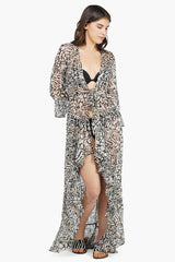 Always Animal Ruffled Cover Up Kimono