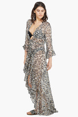 Always Animal Ruffled Cover Up Kimono
