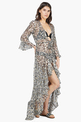 Always Animal Ruffled Cover Up Kimono