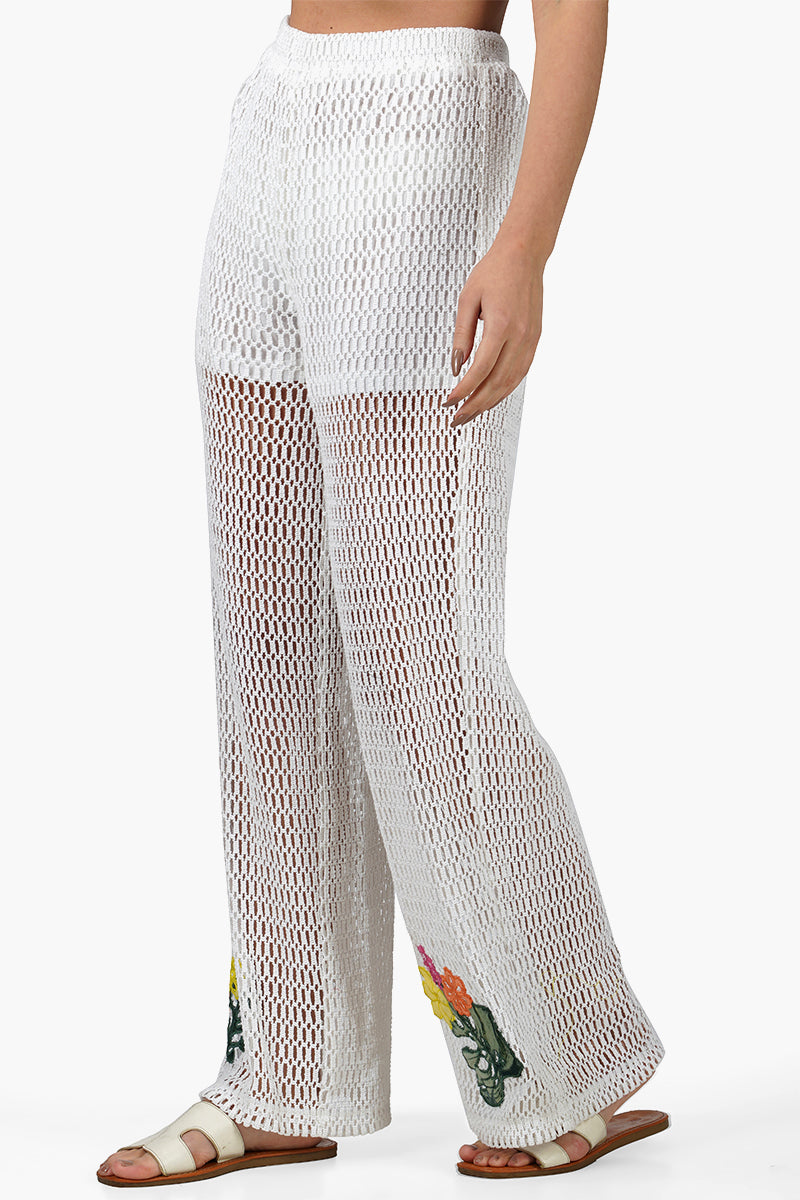 Siera Crochet Pants with Floral Embroidery