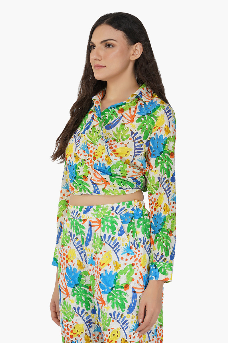 Dorothy Printed Wrap Shirt