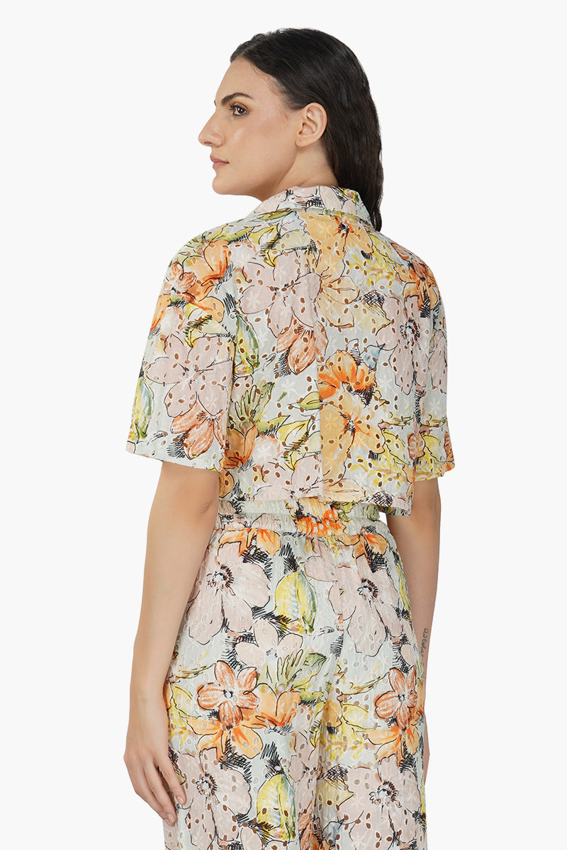 Sandro Printed Crop Shirt