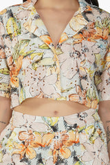 Sandro Printed Crop Shirt