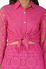 Brinda Crop Crochet Lace Shirt